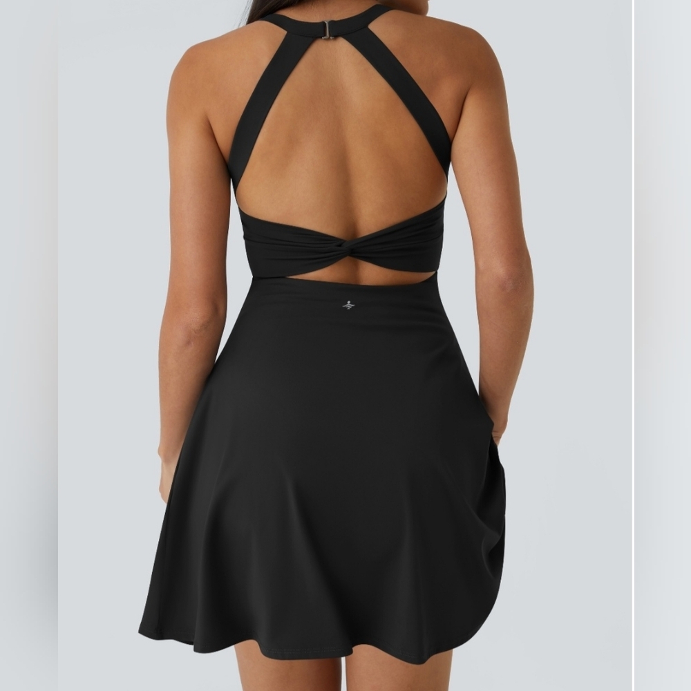Halara Backless Twisted Flare Active Dress-Longer Length Support Softlyzero Airy